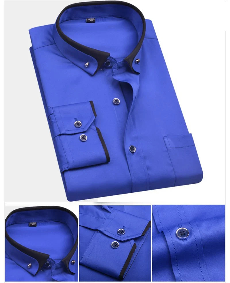Formell Herreskjorte med Lange Ermer – Perfekt for Bryllup og Fest, Tilgjengelig i Store Størrelser (Opp til 14XL)