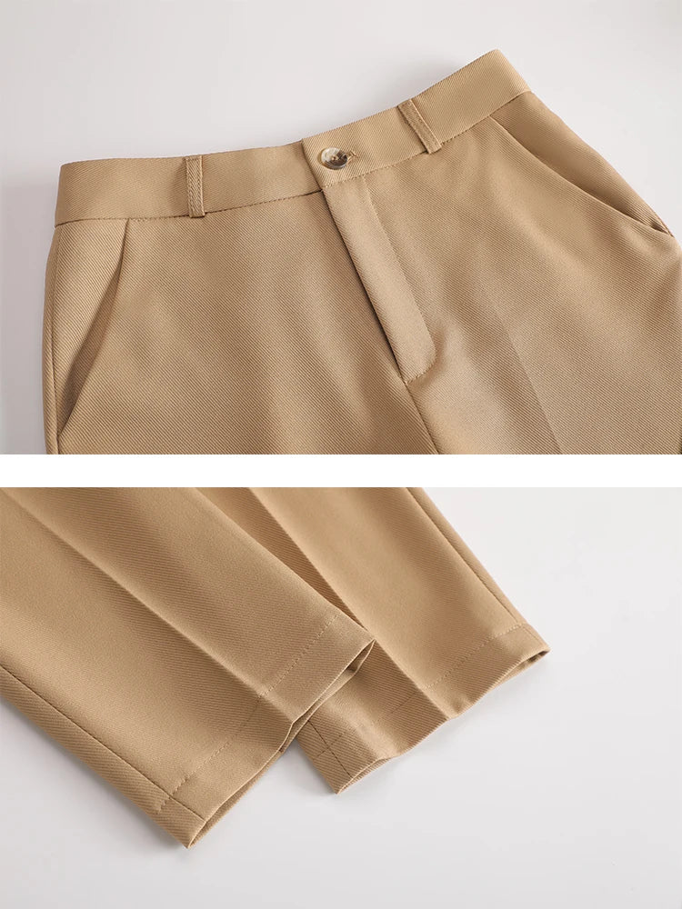 Damebuksedress i 2 Deler – Formell Vest og Bukse til Kontor og Business (Khaki, Rosa, Svart)
