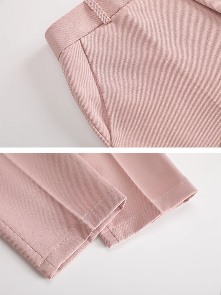 Damebuksedress i 2 Deler – Formell Vest og Bukse til Kontor og Business (Khaki, Rosa, Svart)