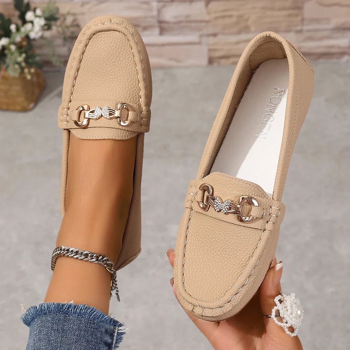 Dame Mary Jane Sko – Komfortable Slip-On Flats med Myk Såle