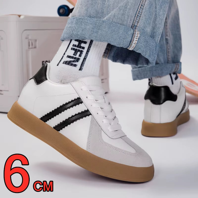Eksklusive Herresneakers i Ekte Skinn – Skjult Hælløft på 7 cm for Økt Høyde og Stil